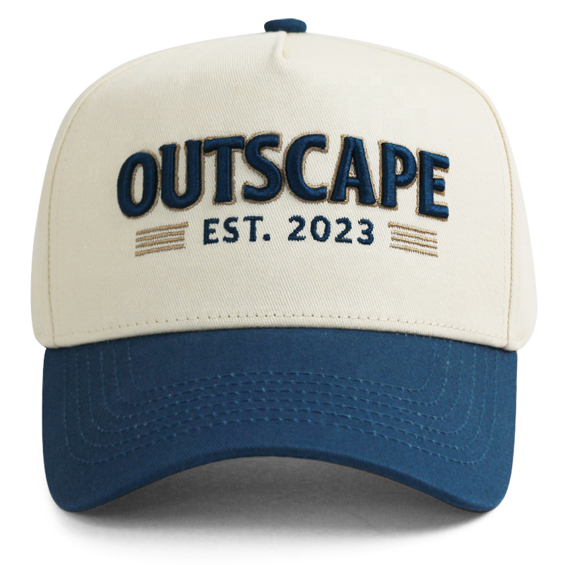 Two Tone 5 Panel Cotton Twill Baseball Cap with 3D Embroidery Logo Adjustable Snapback Hat