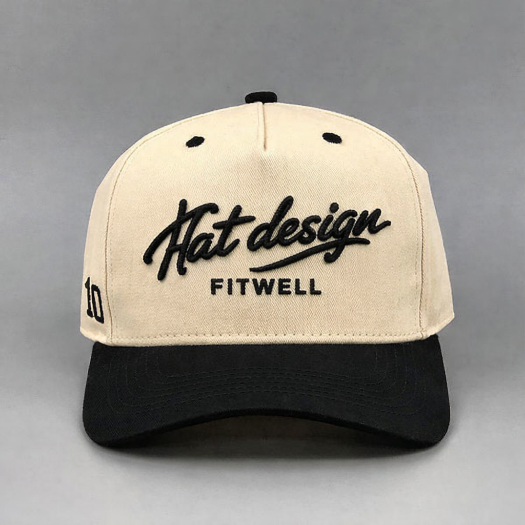 Two Tone Embroidered Logo Baseball Cap Cotton Twill Adjustable Snapback Hat