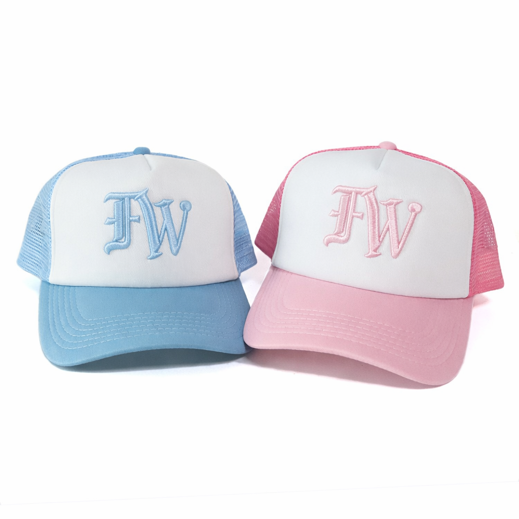 Pastel Blue and Pink Mesh Back 3D Logo Trucker Caps