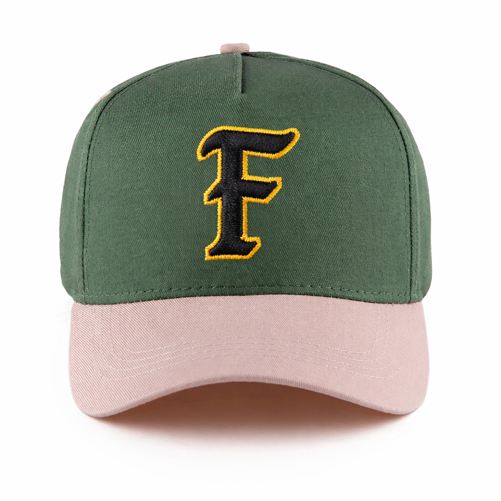 Two‑Tone Green Cotton Twill Baseball Cap with 3D CF Embroidery