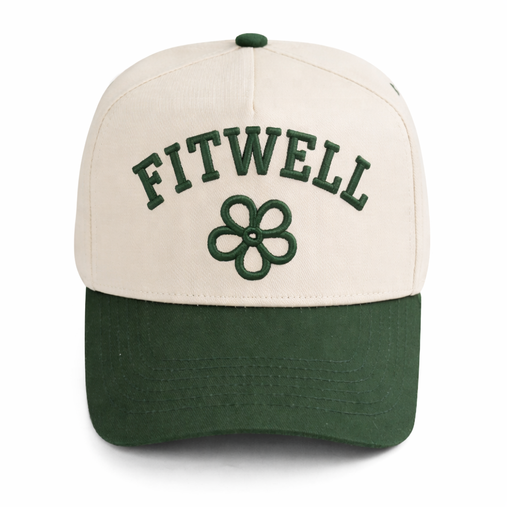 Daisy Letter Embroidered Two Tone Green Brim Cotton Baseball Cap