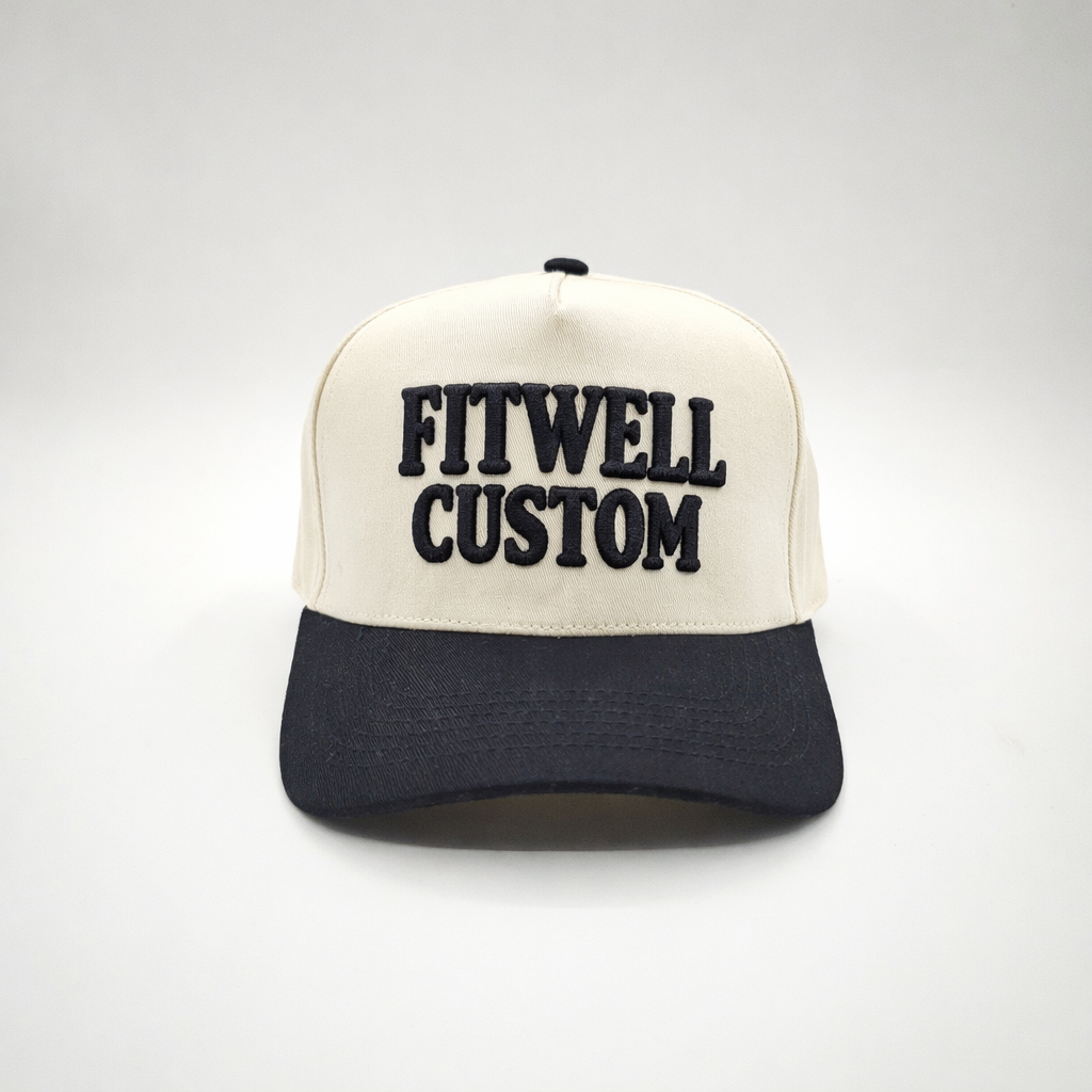 Two-Tone 5-Panel Cotton Twill Baseball Cap with 3D Embroidered Lettering