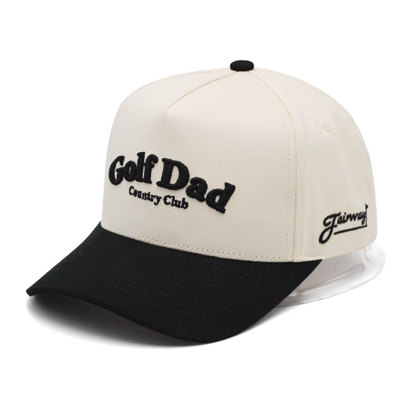 Beige and Black Golf Dad Country Club Embroidered Baseball Cap