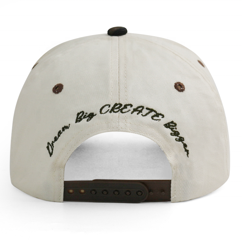 Two Tone 5 Panel Cotton Twill Baseball Cap with 3D Embroidery Logo Adjustable Snapback Hat