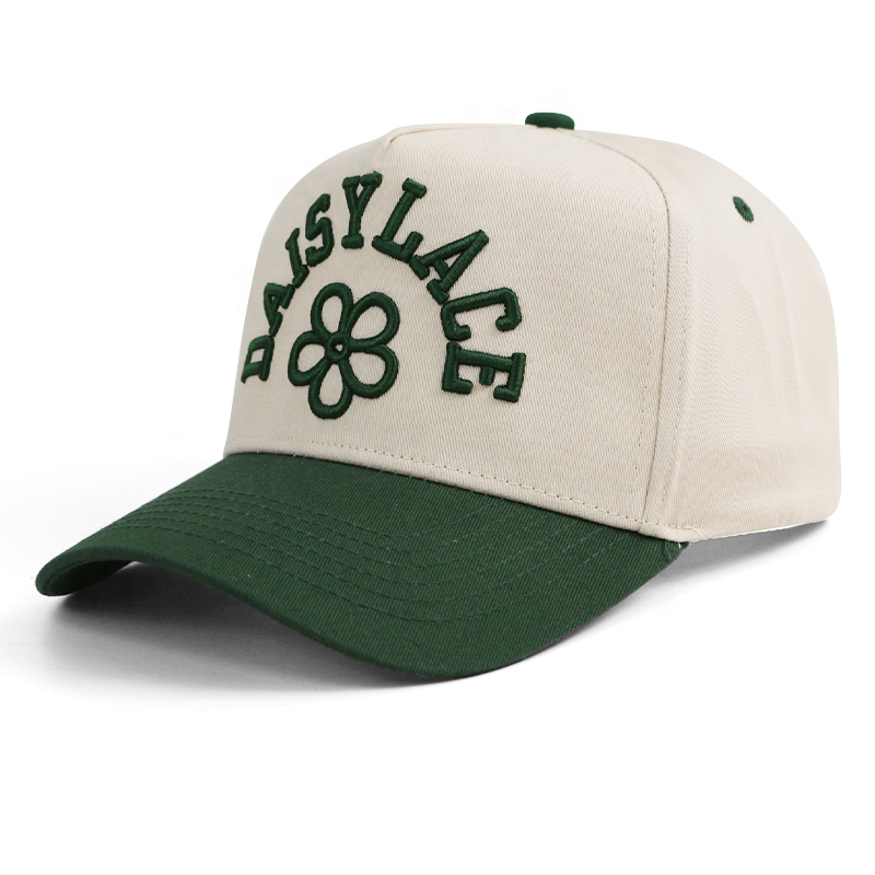 Daisy Letter Embroidered Two Tone Green Brim Cotton Baseball Cap