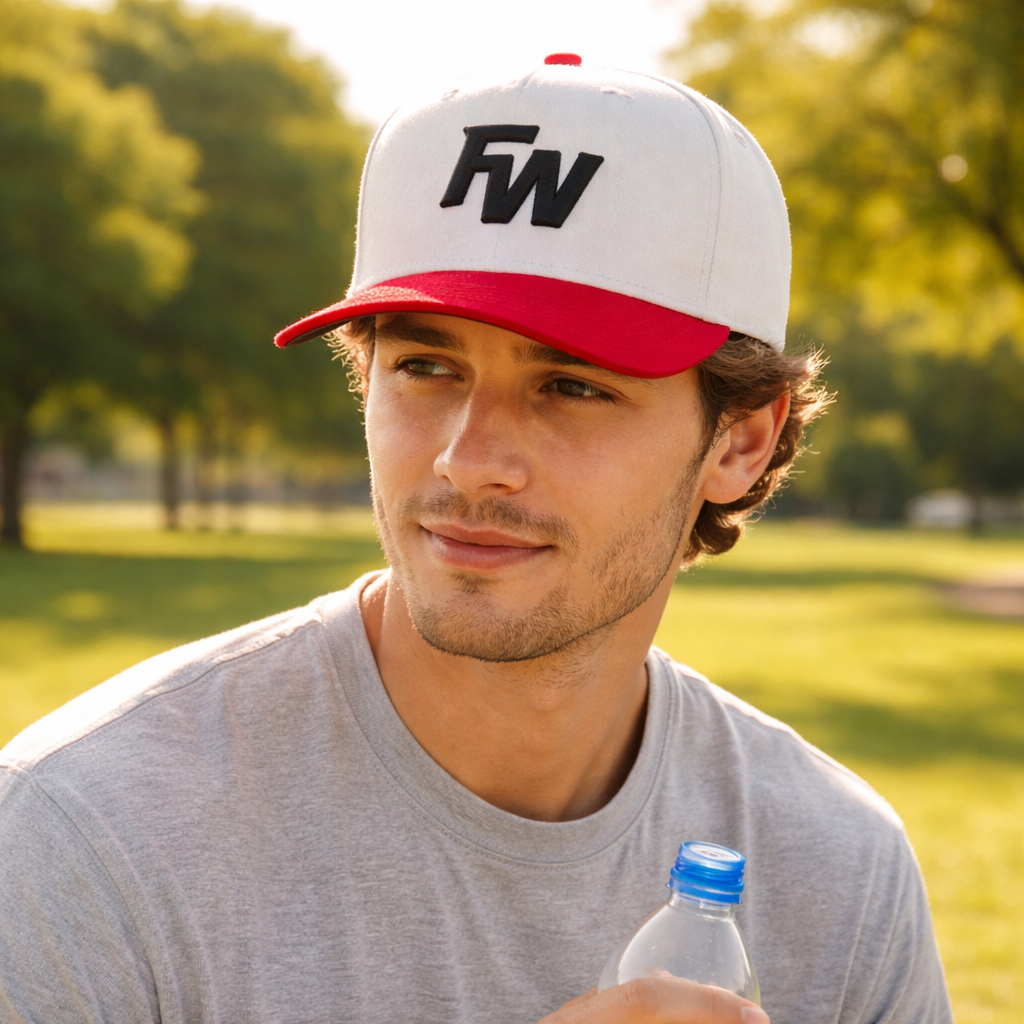 Two-Tone 5 Panel Cotton Twill Baseball Cap with Raised Logo