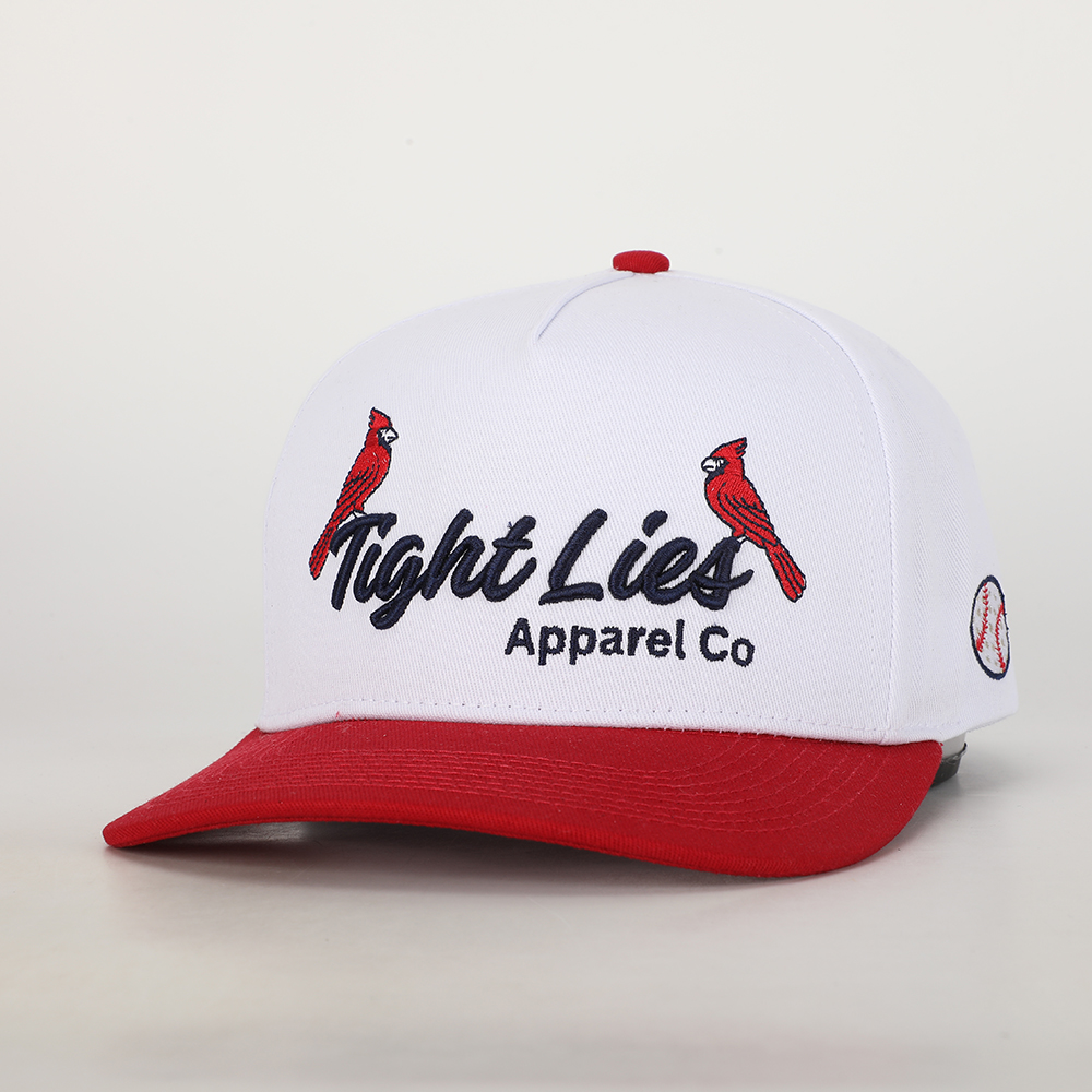 Cardinal Bird Script Logo White and Red Two Tone Baseball Cap