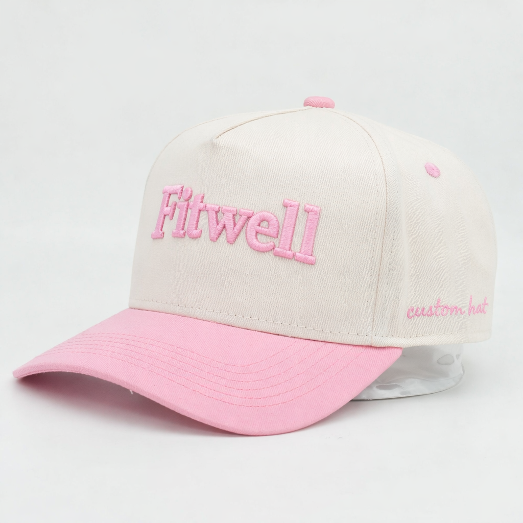 Two-Tone 5 Panel Cotton Twill Baseball Cap with Raised 3D Logo