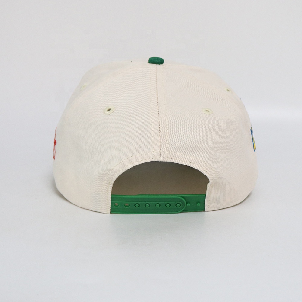 Cream and Green Two Tone Baseball Cap with 3D Embroidered Letter Logo