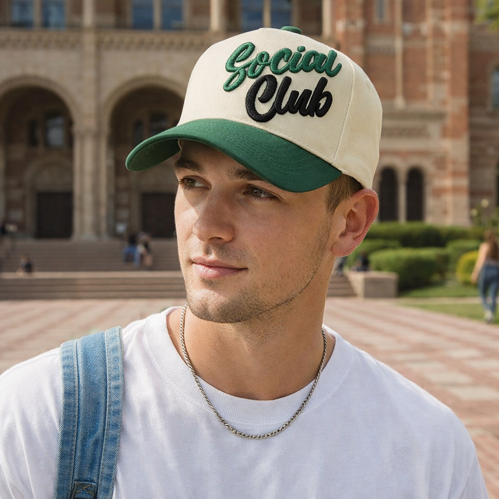 Two Tone 5 Panel Cotton Twill Baseball Cap with 3D Embroidery Logo