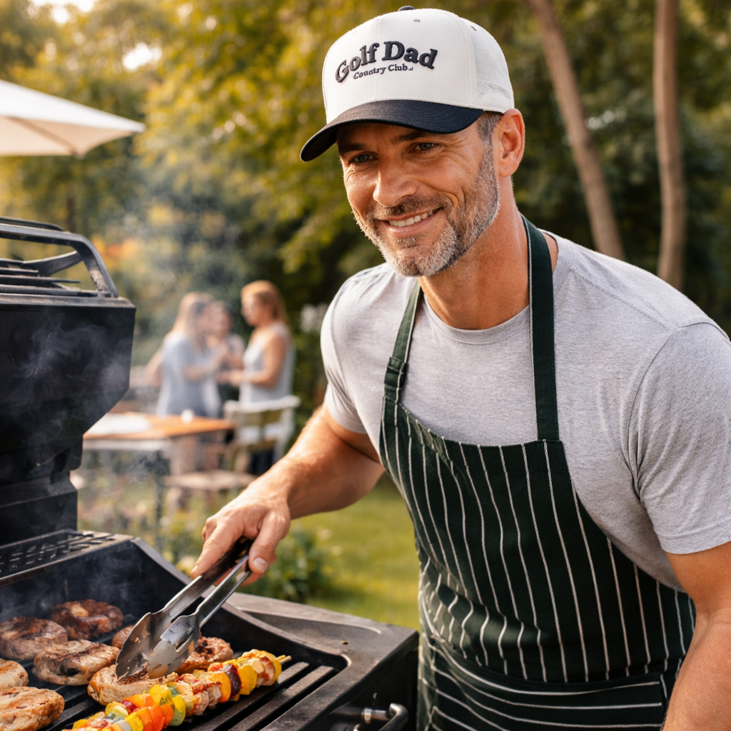 Beige and Black Golf Dad Country Club Embroidered Baseball Cap