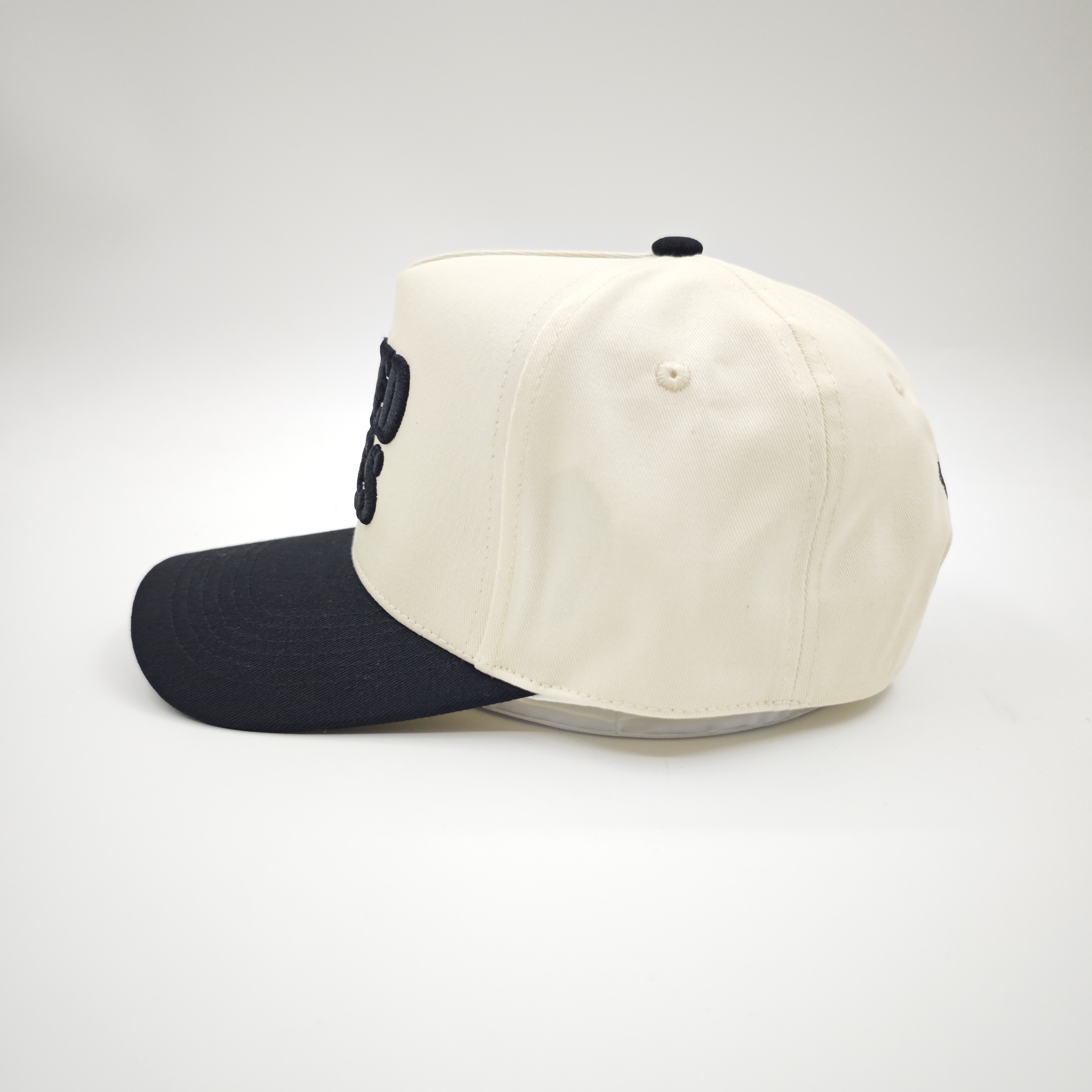 Two-Tone 5-Panel Cotton Twill Baseball Cap with 3D Embroidered Lettering