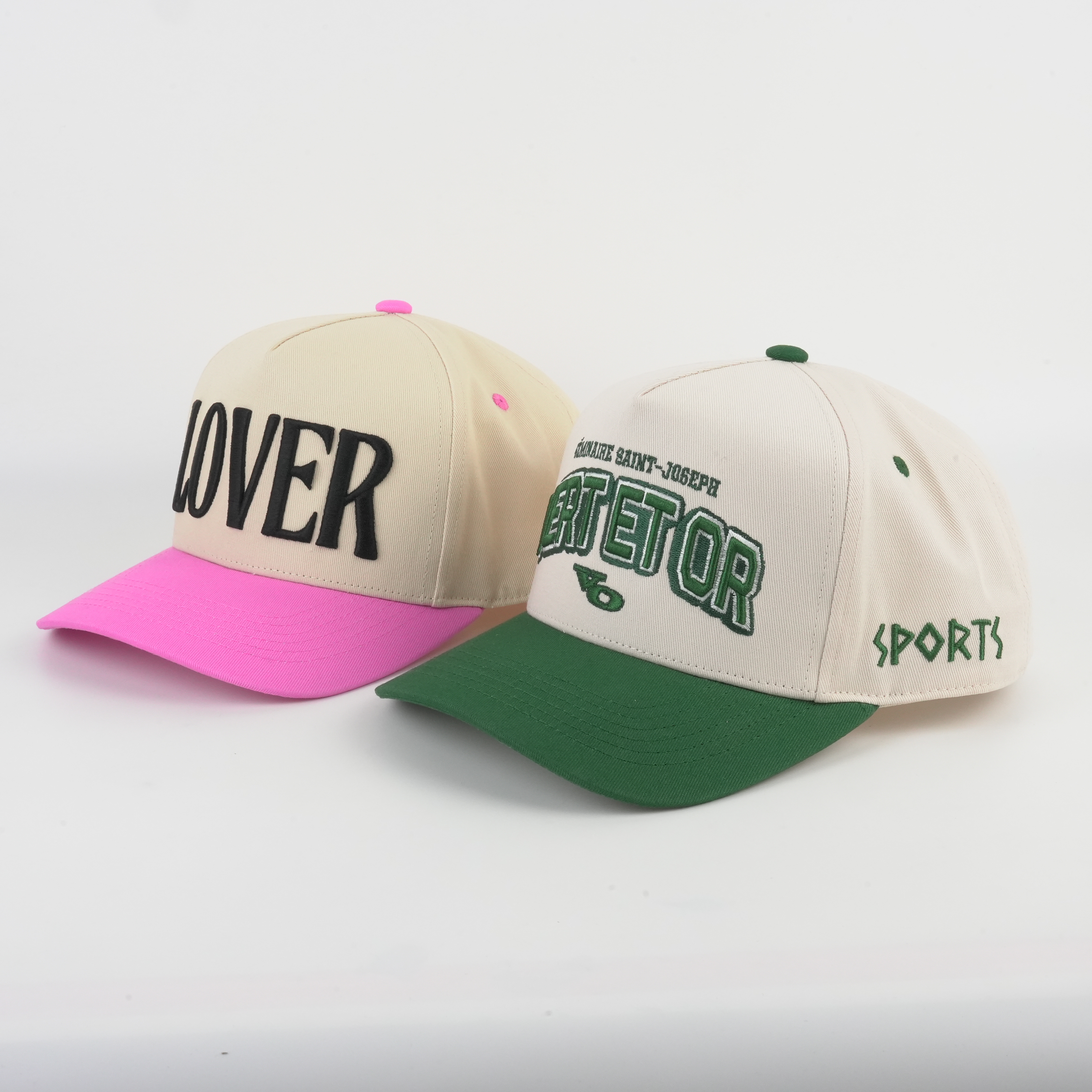 Two-Tone 3D Embroidered Logo 5-Panel Cotton Twill Baseball Cap