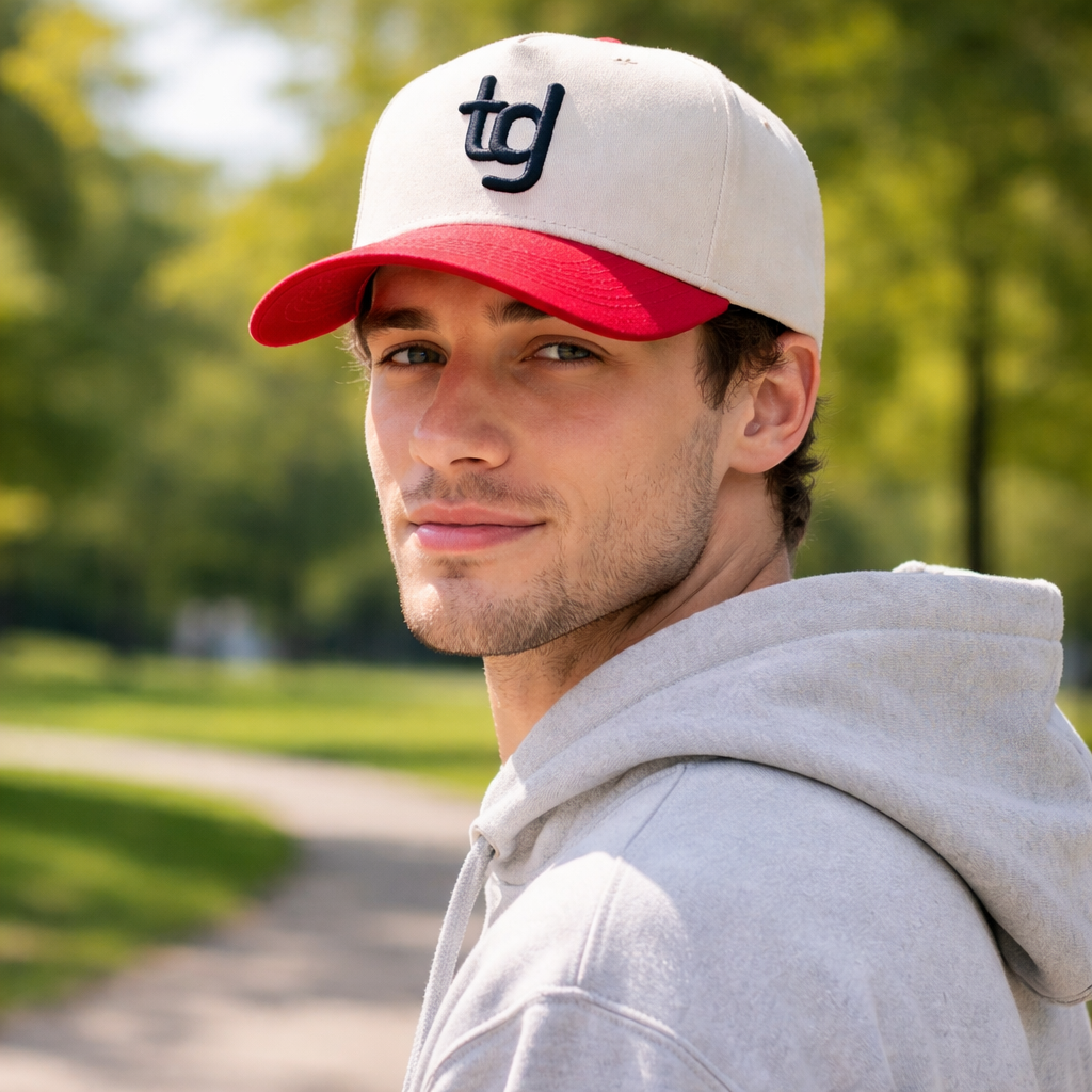 Two-Tone 5 Panel Cotton Twill Baseball Cap with Raised Logo