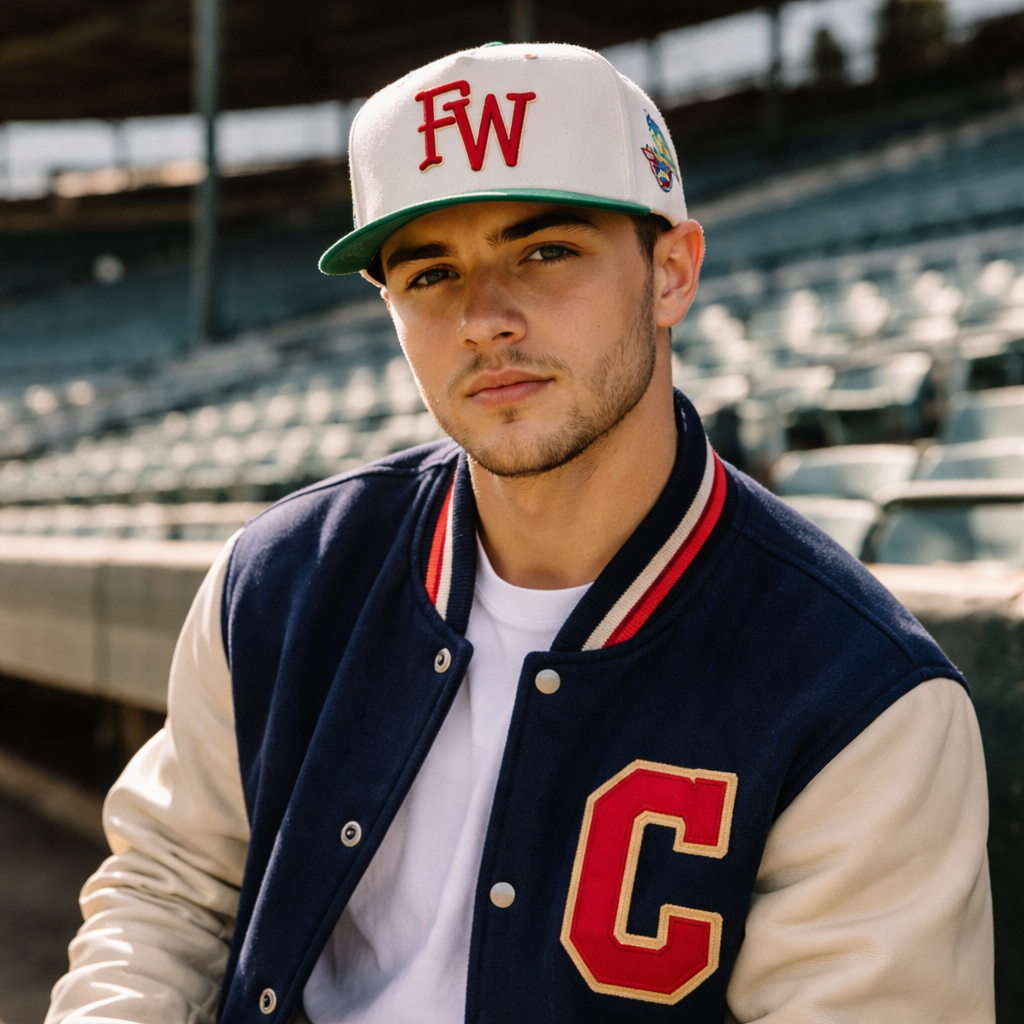 Cream and Green Two Tone Baseball Cap with 3D Embroidered Letter Logo
