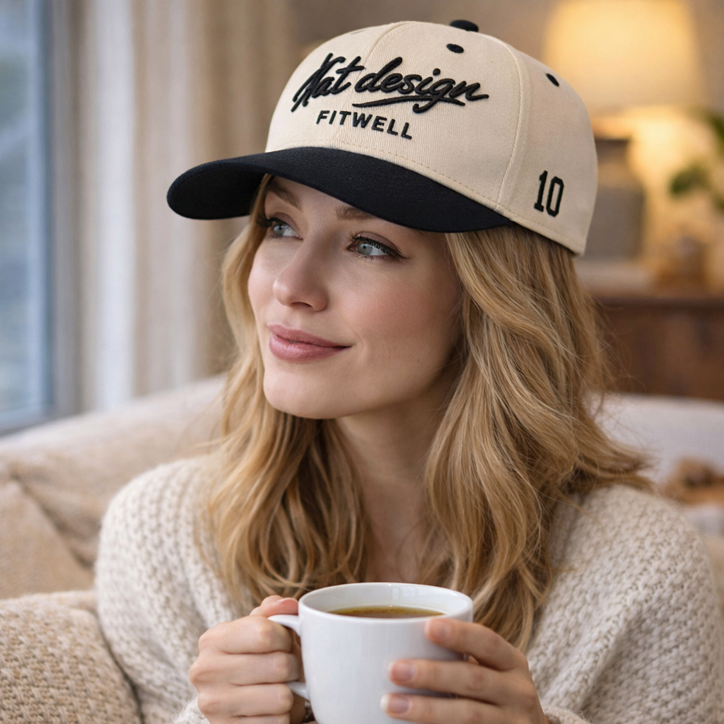 Two Tone Embroidered Logo Baseball Cap Cotton Twill Adjustable Snapback Hat