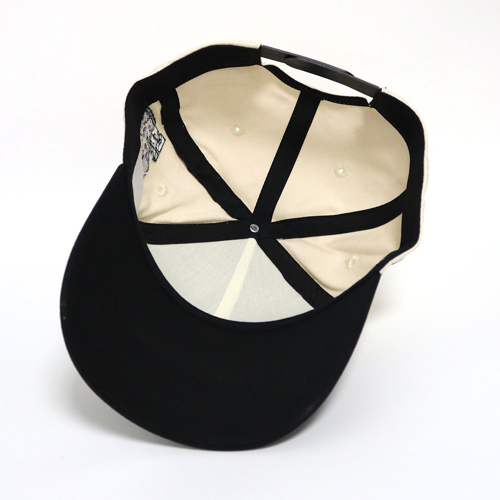 Cream and Black Two Tone Baseball Cap with REVLVN Athletics 3D Embroidery