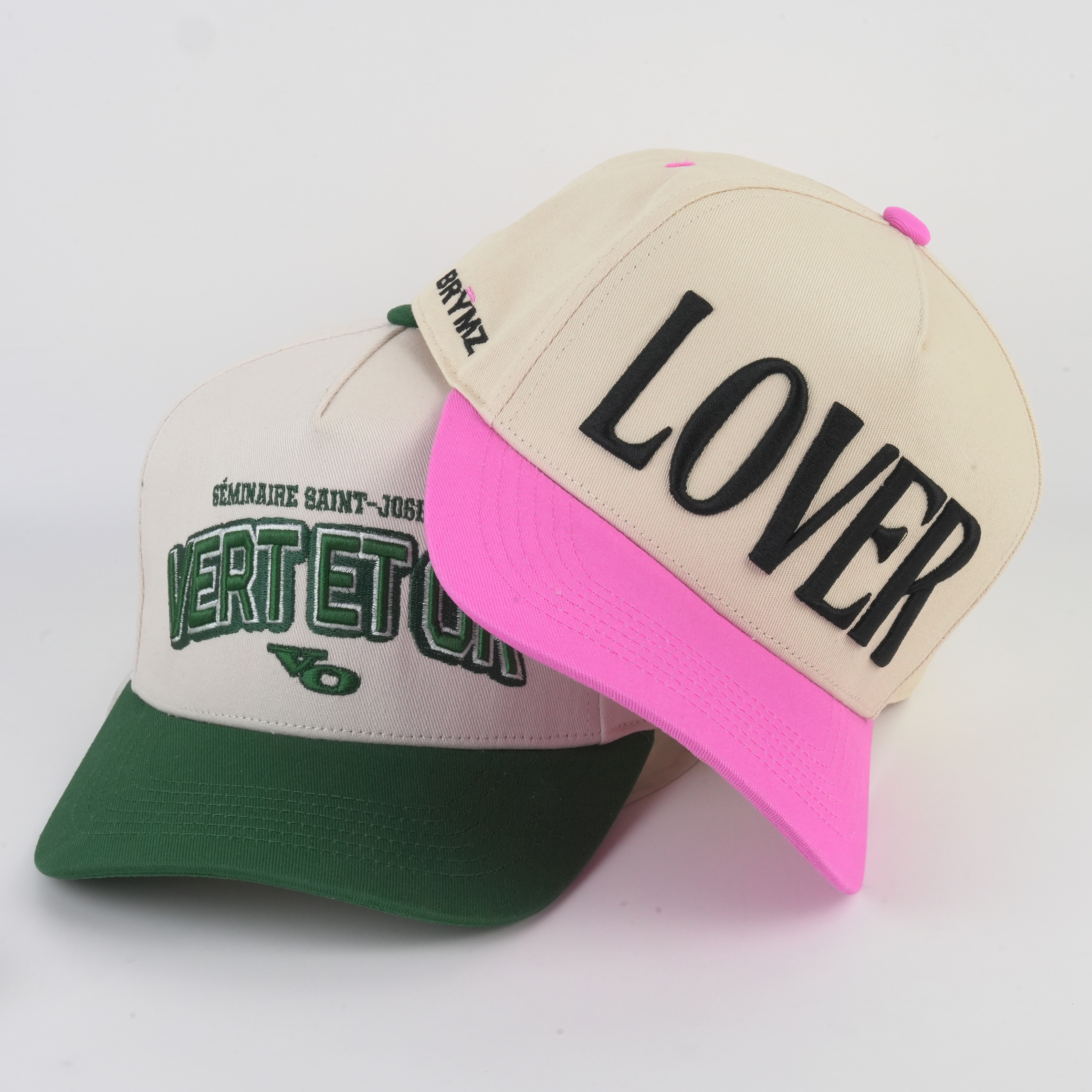 Two-Tone 3D Embroidered Logo 5-Panel Cotton Twill Baseball Cap