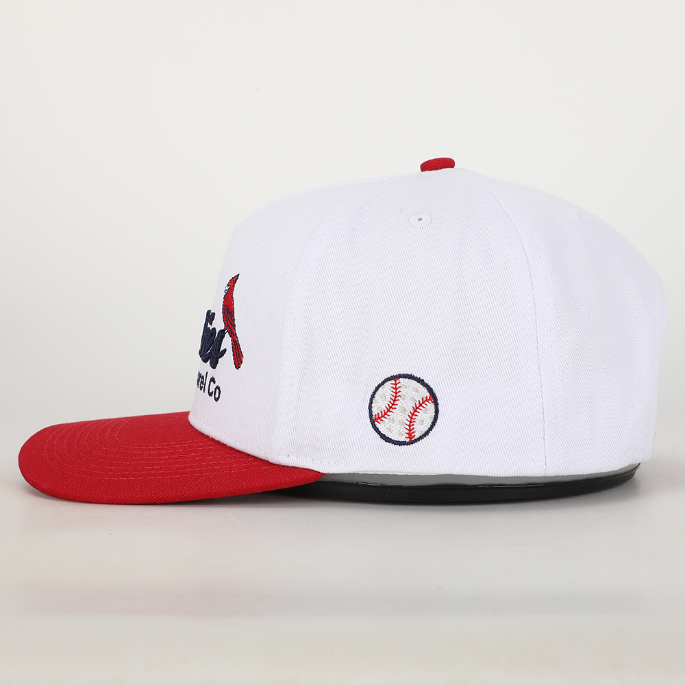 Cardinal Bird Script Logo White and Red Two Tone Baseball Cap