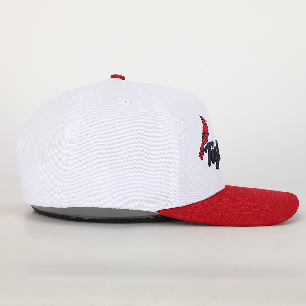 Cardinal Bird Script Logo White and Red Two Tone Baseball Cap