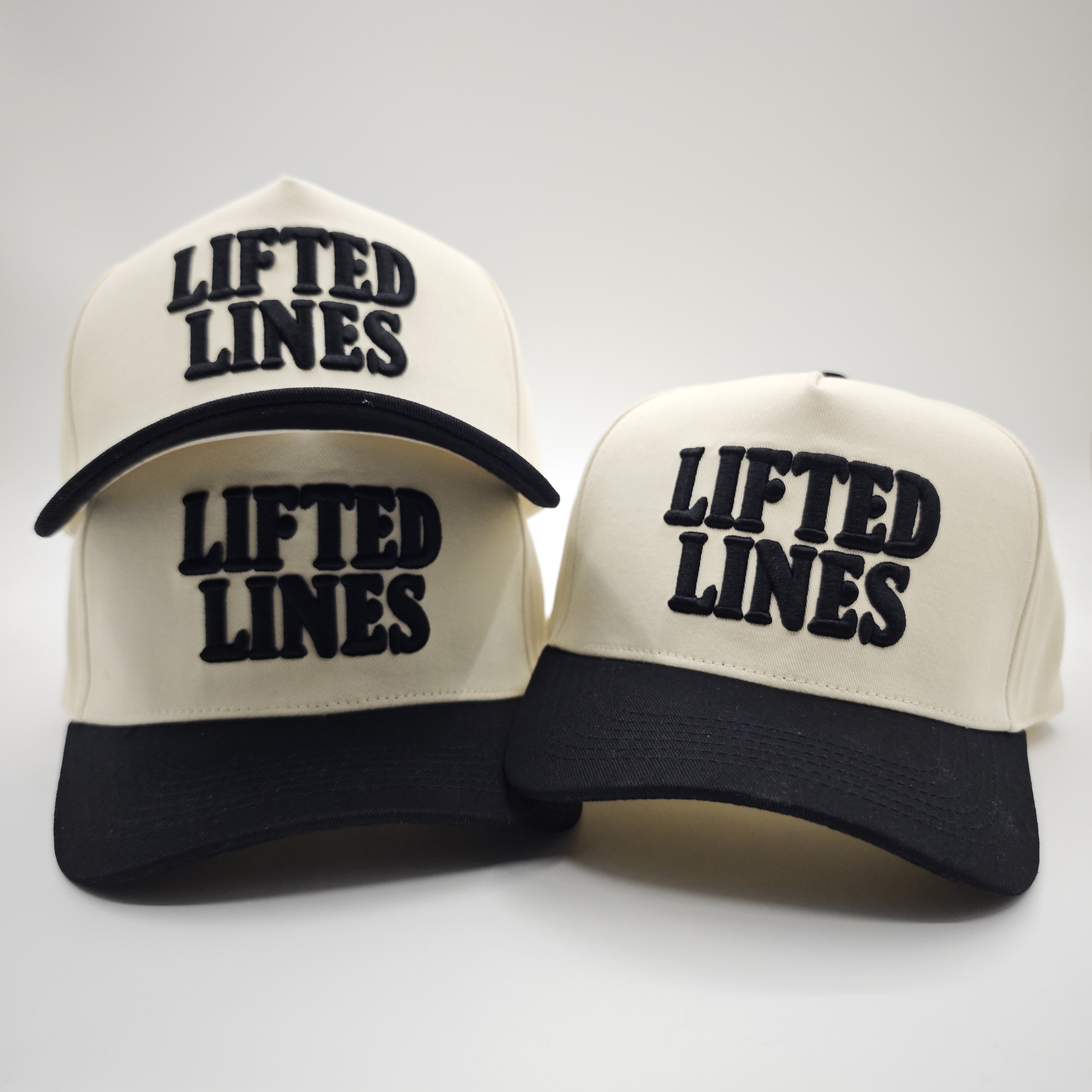 Two-Tone 5-Panel Cotton Twill Baseball Cap with 3D Embroidered Lettering