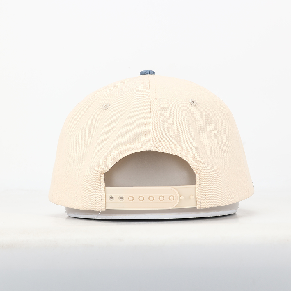 Cream and Blue Two Tone Embroidered Logo Cotton Baseball Cap