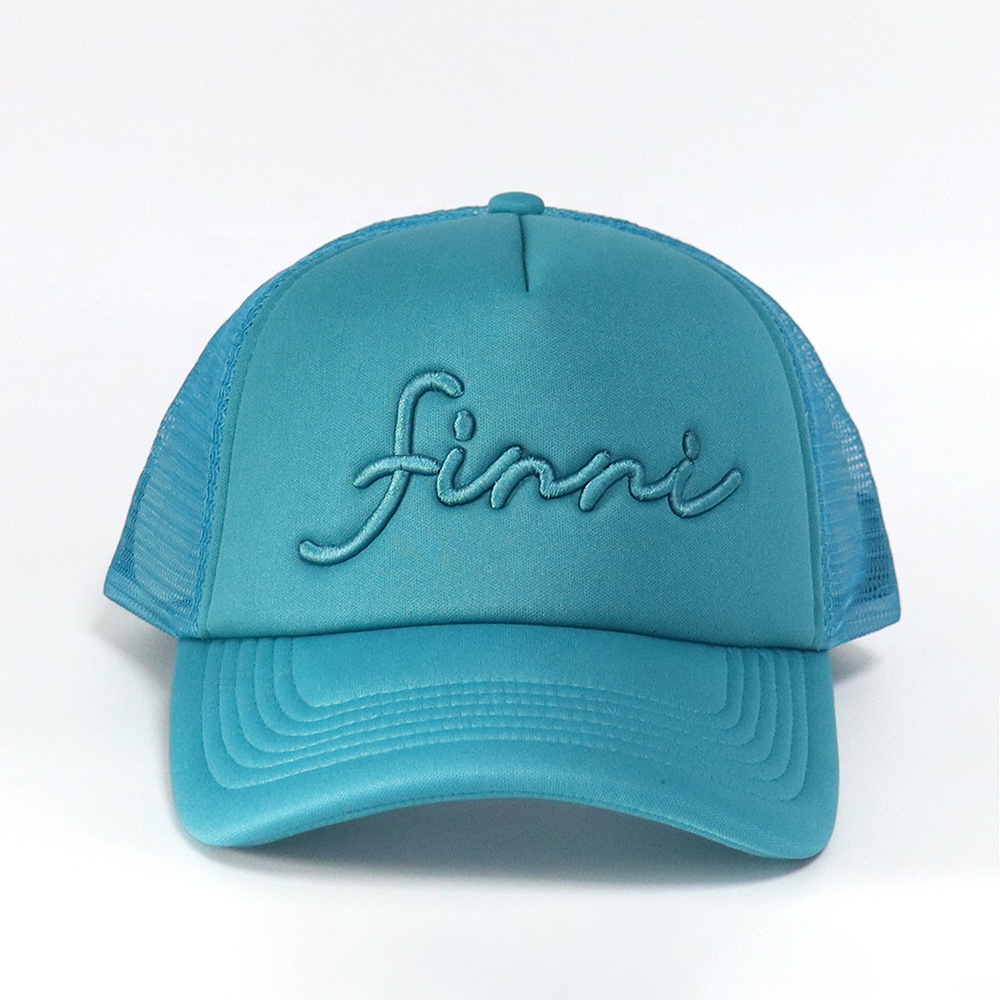 Premium 5 Panel Foam Trucker Cap with Raised Script Embroidery