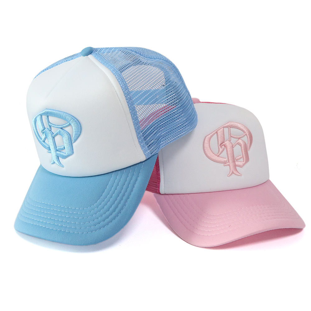 Pastel Blue and Pink Mesh Back 3D Logo Trucker Caps