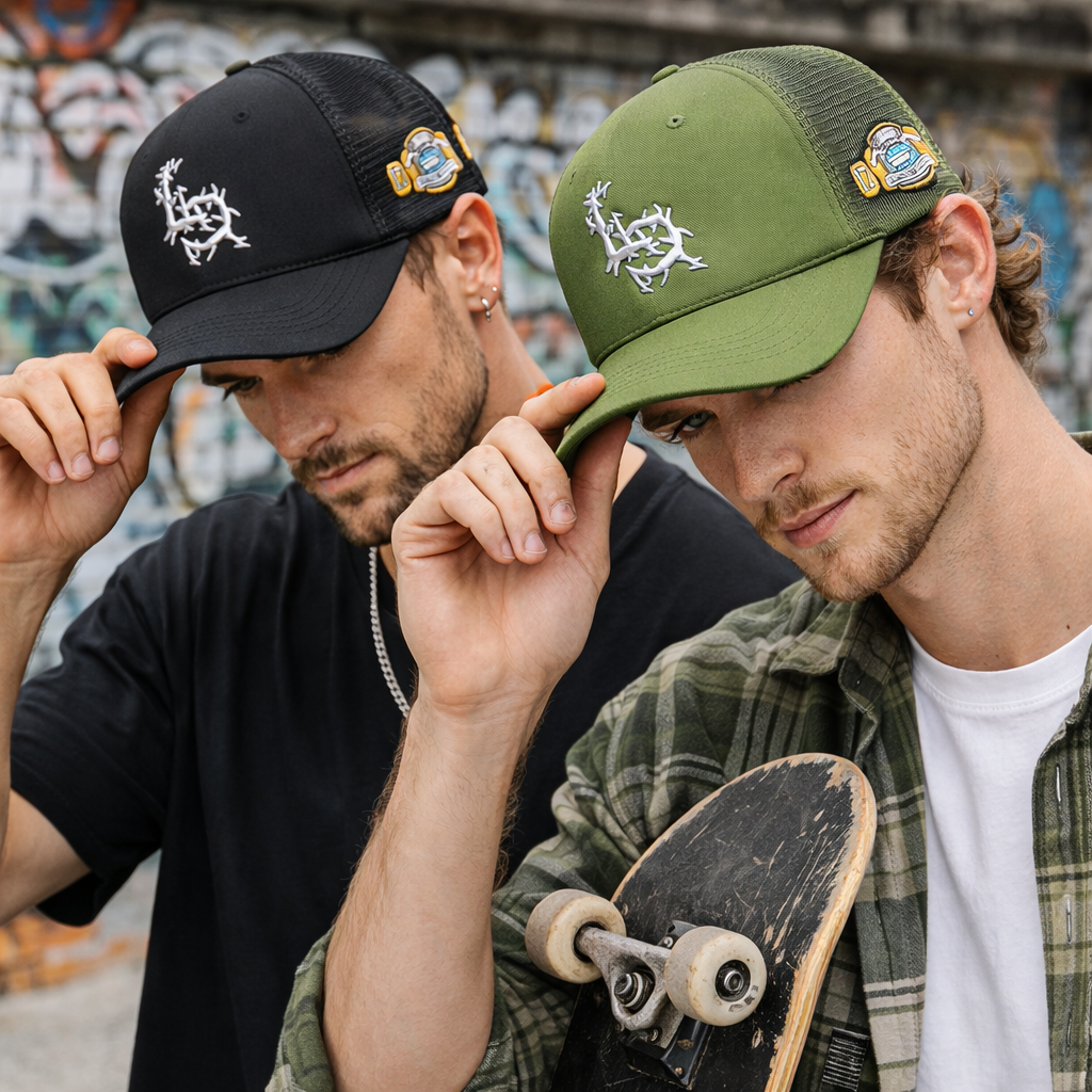 5-Panel Foam Trucker Hat with 3D Embroidered Thorn Letter Logo