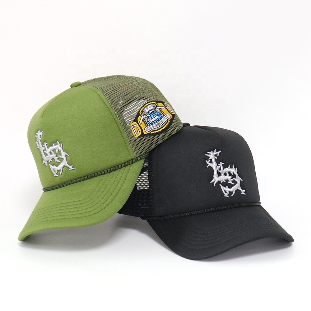 5-Panel Foam Trucker Hat with 3D Embroidered Thorn Letter Logo
