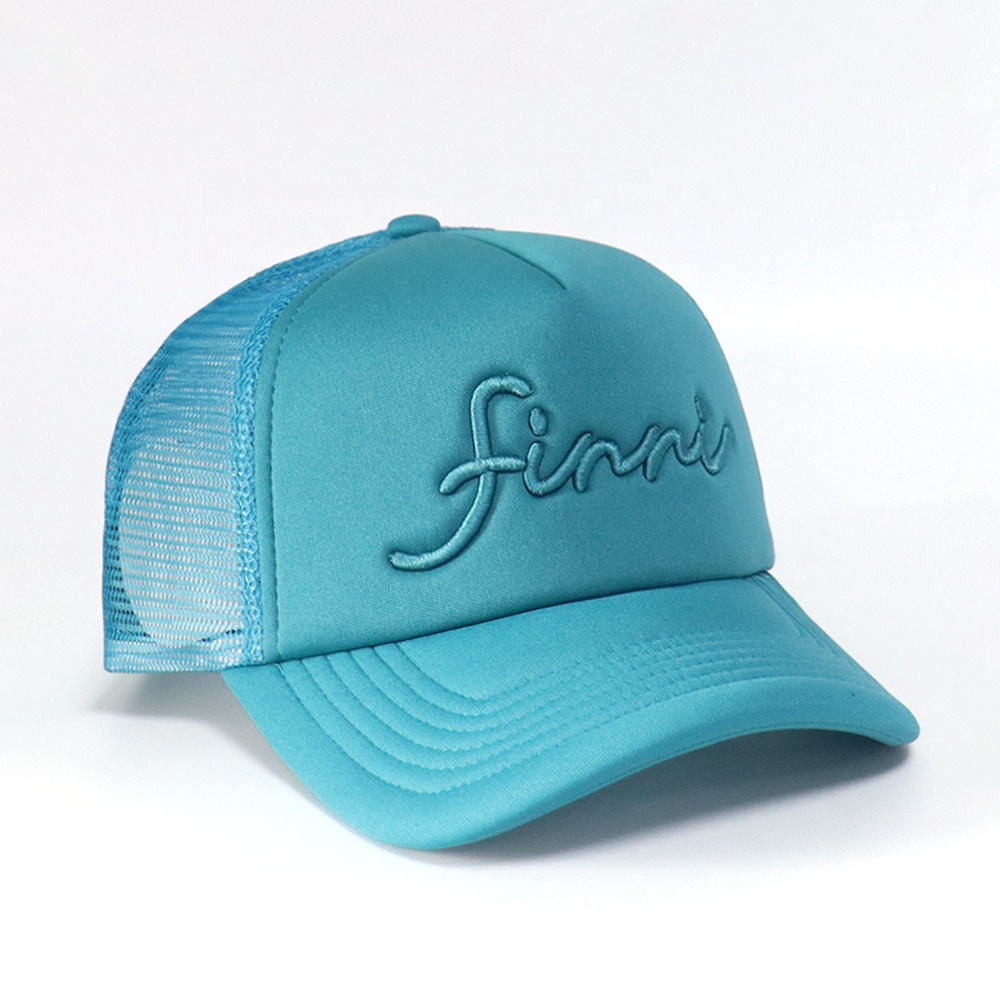 Premium 5 Panel Foam Trucker Cap with Raised Script Embroidery