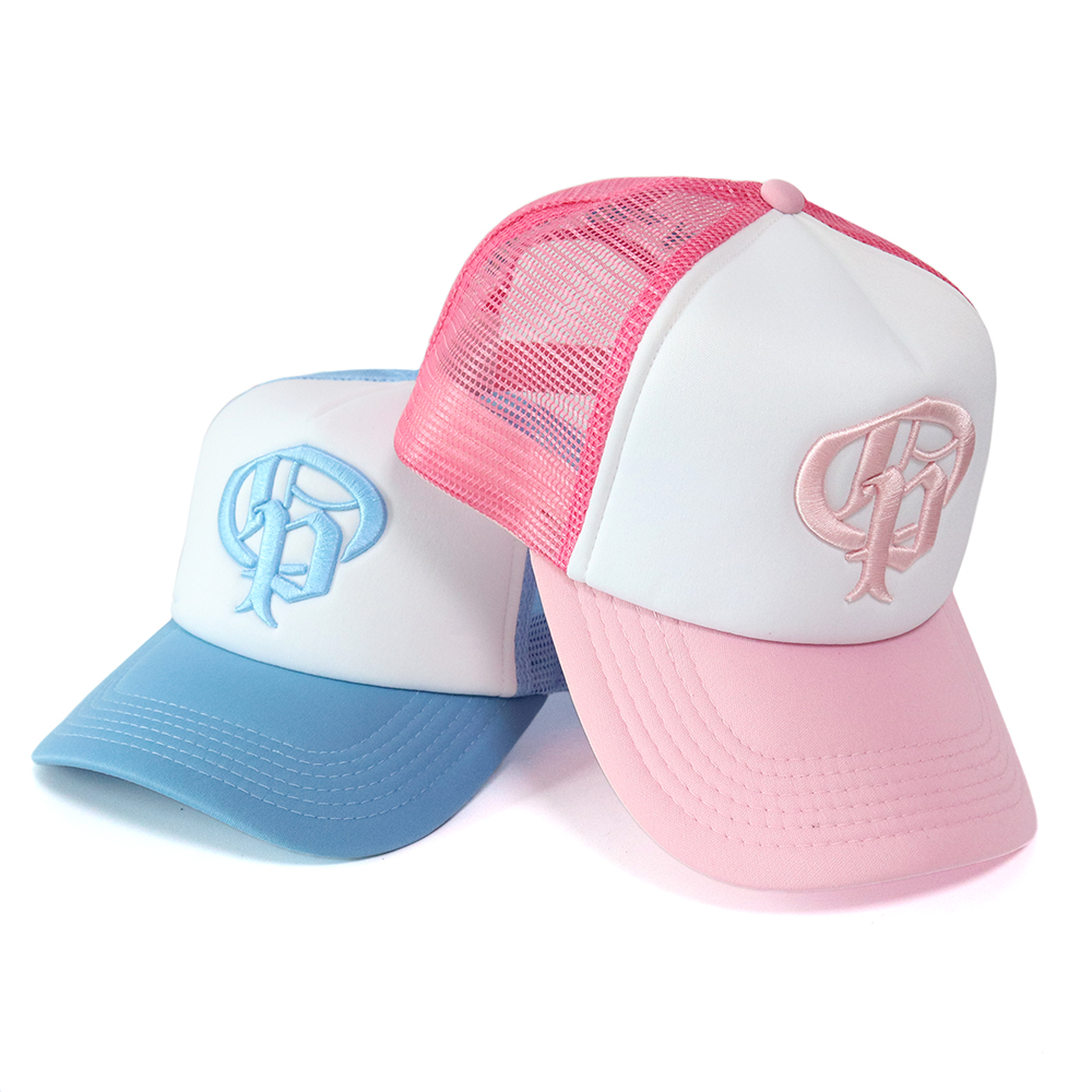 Pastel Blue and Pink Mesh Back 3D Logo Trucker Caps
