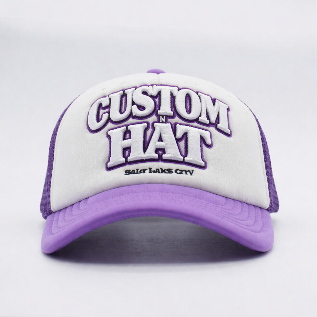 Purple and White Day N Night Embroidered Trucker Hat