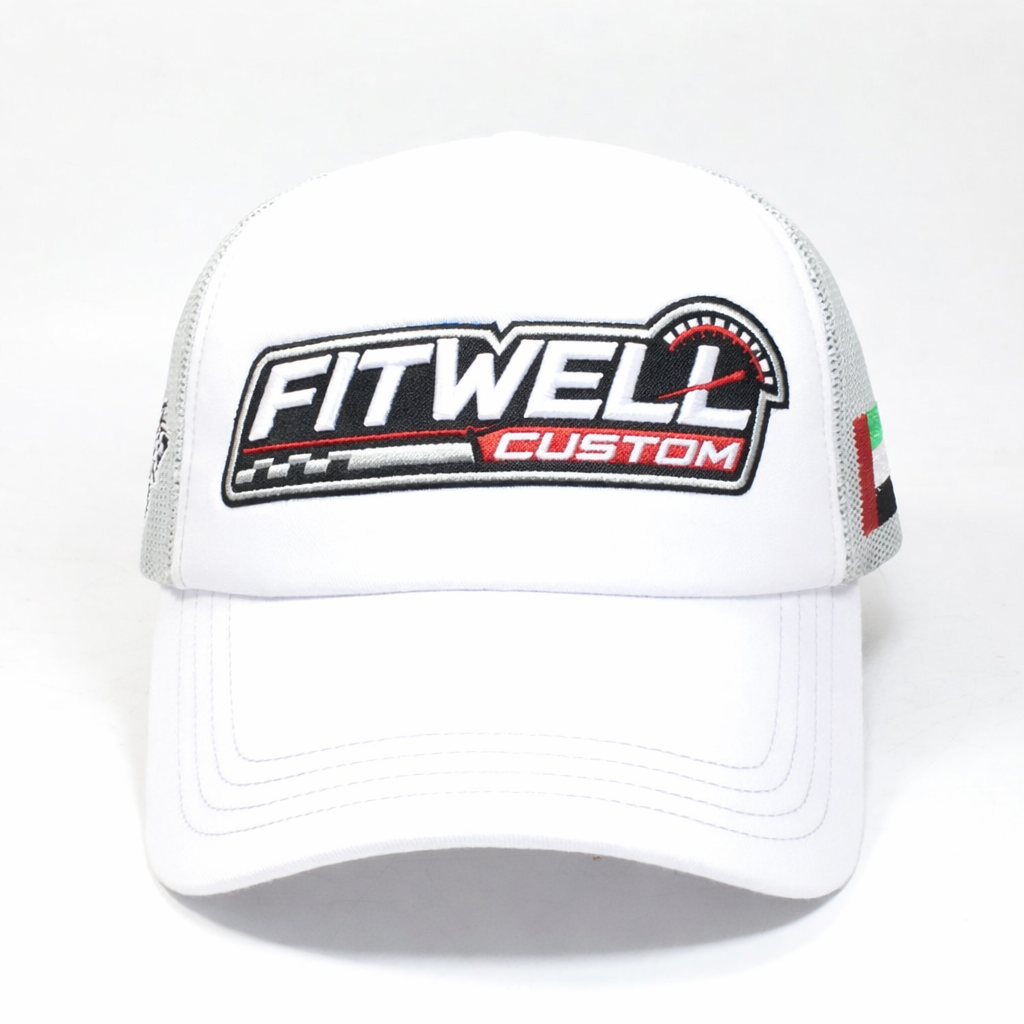 Intrado Racing White Foam Trucker Cap with 3D Embroidered Logo