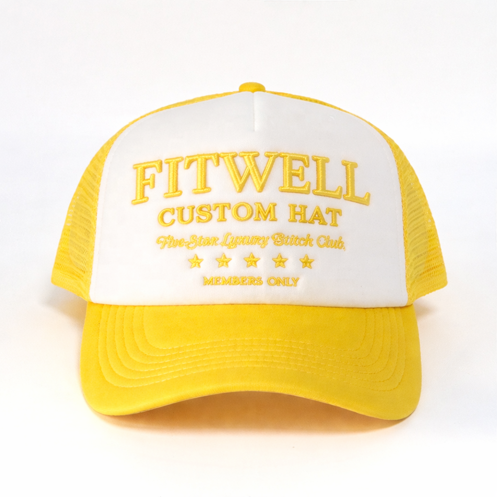 Two Tone Foam Trucker Cap with Raised Embroidered Letter Design
