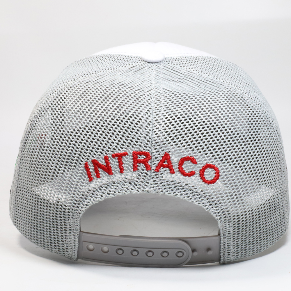 Intrado Racing White Foam Trucker Cap with 3D Embroidered Logo