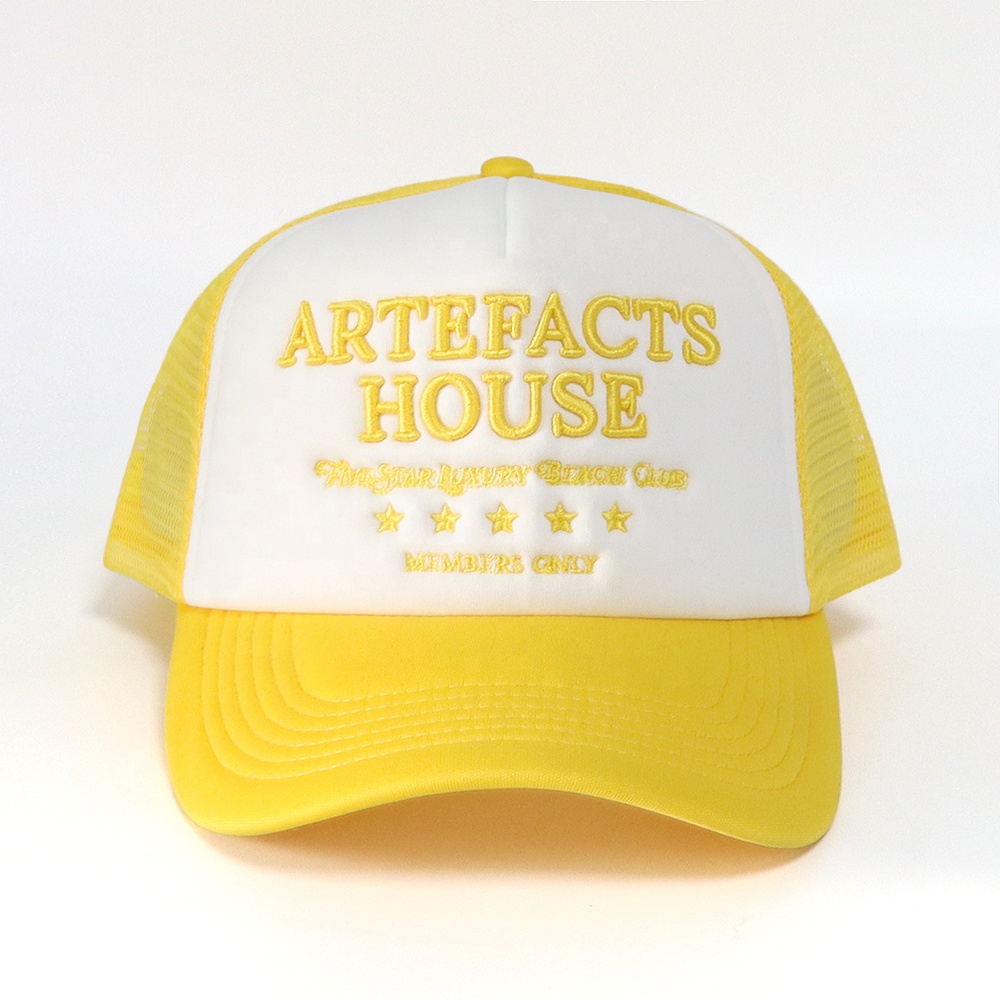Two Tone Foam Trucker Cap with Raised Embroidered Letter Design