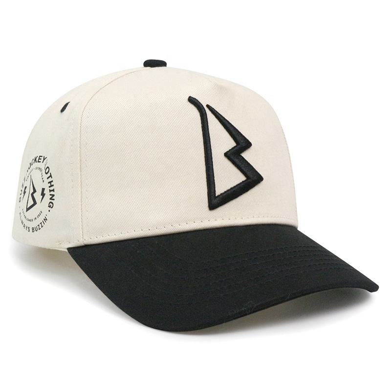 Two-Tone 5-Panel Cotton Twill Baseball Cap with 3D Embroidered Logo