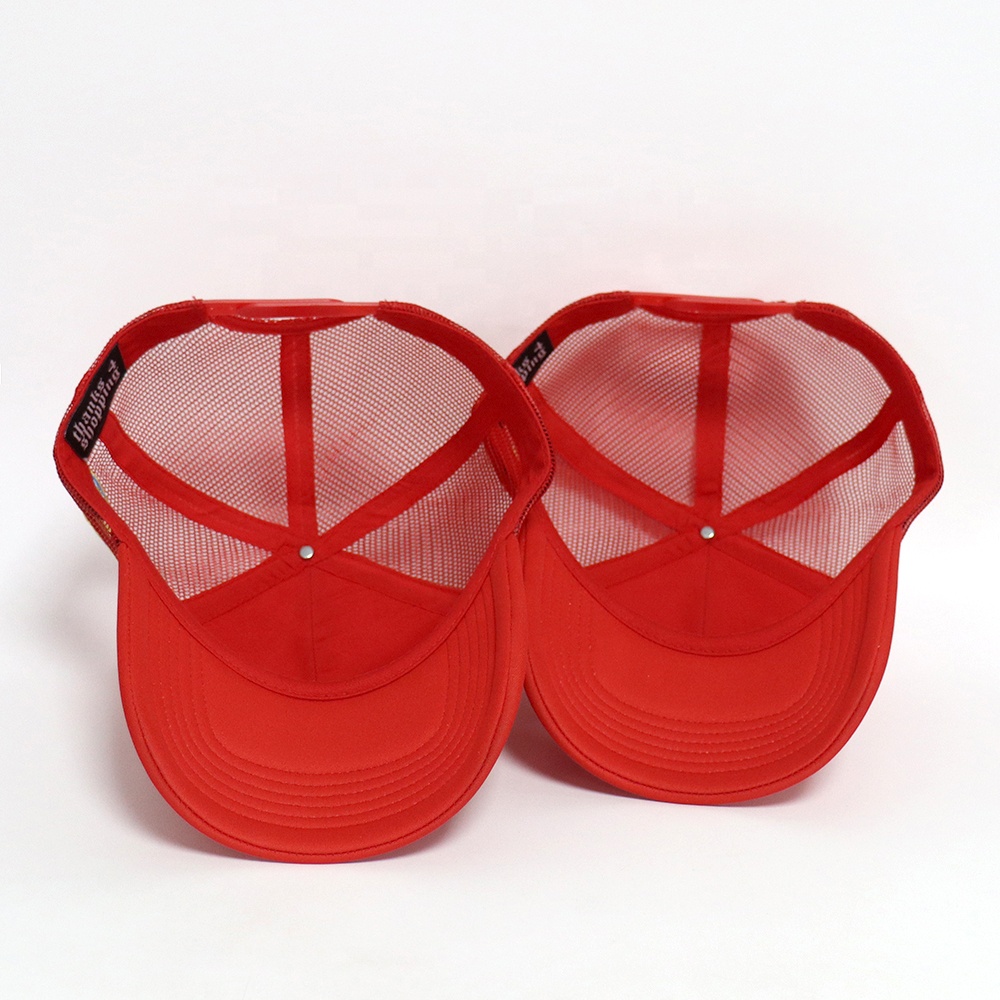 Red Foam Trucker Hats with White Sixty Script 3D Embroidery Logo