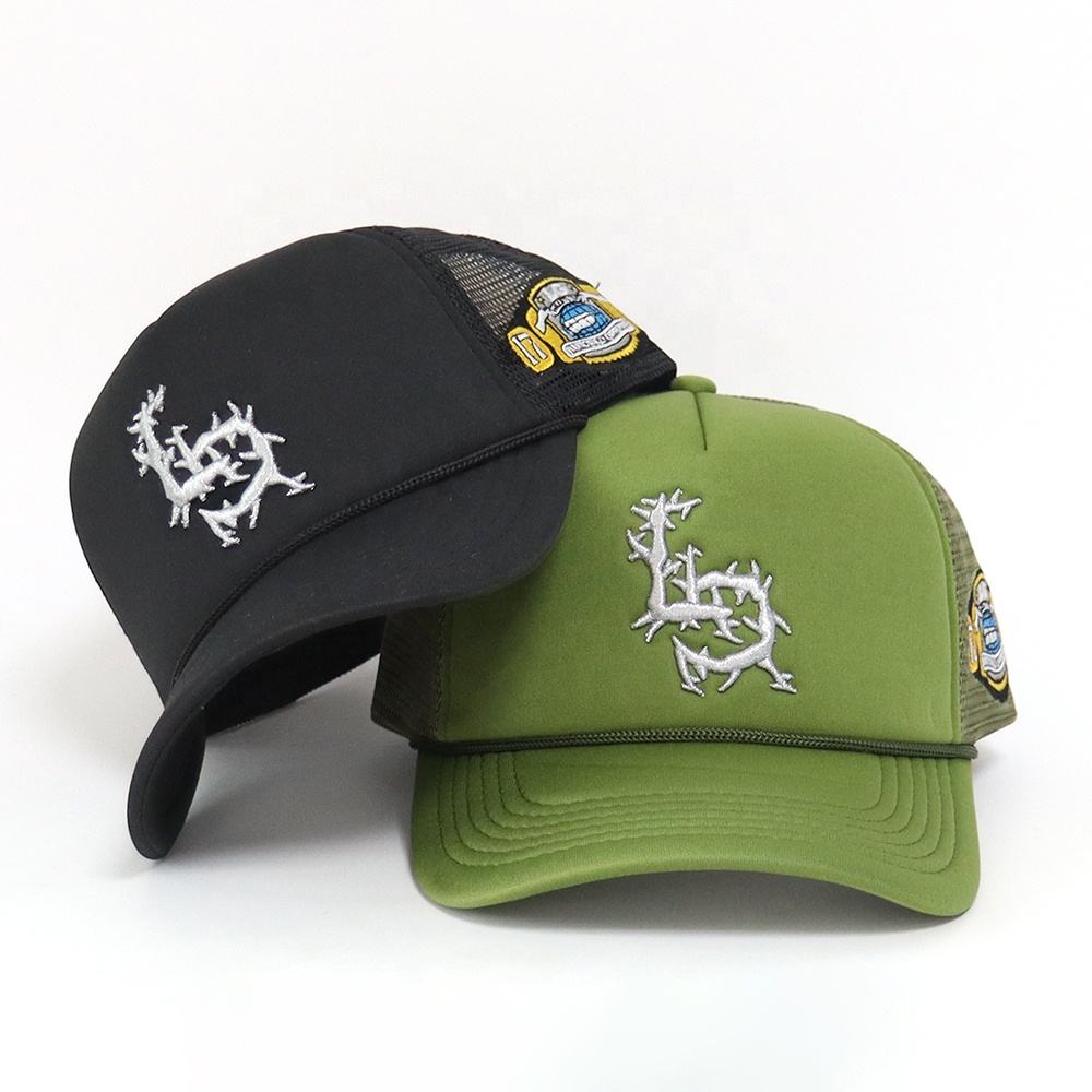 5-Panel Foam Trucker Hat with 3D Embroidered Thorn Letter Logo