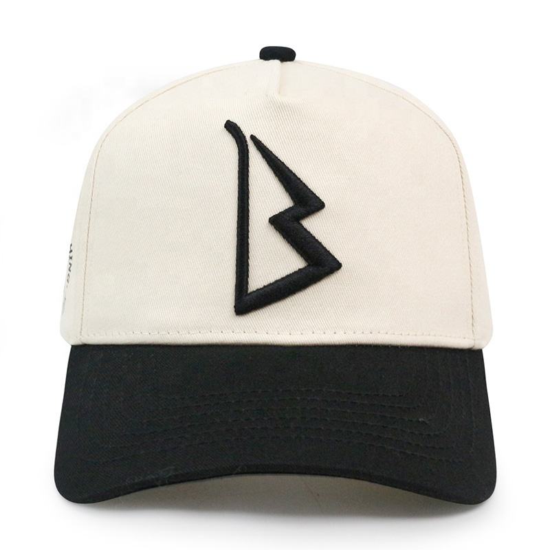 Two-Tone 5-Panel Cotton Twill Baseball Cap with 3D Embroidered Logo