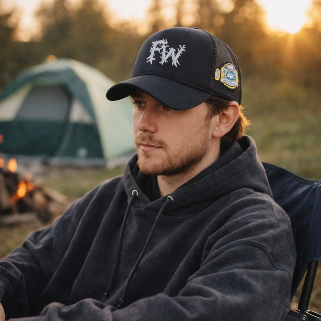 5-Panel Foam Trucker Hat with 3D Embroidered Thorn Letter Logo