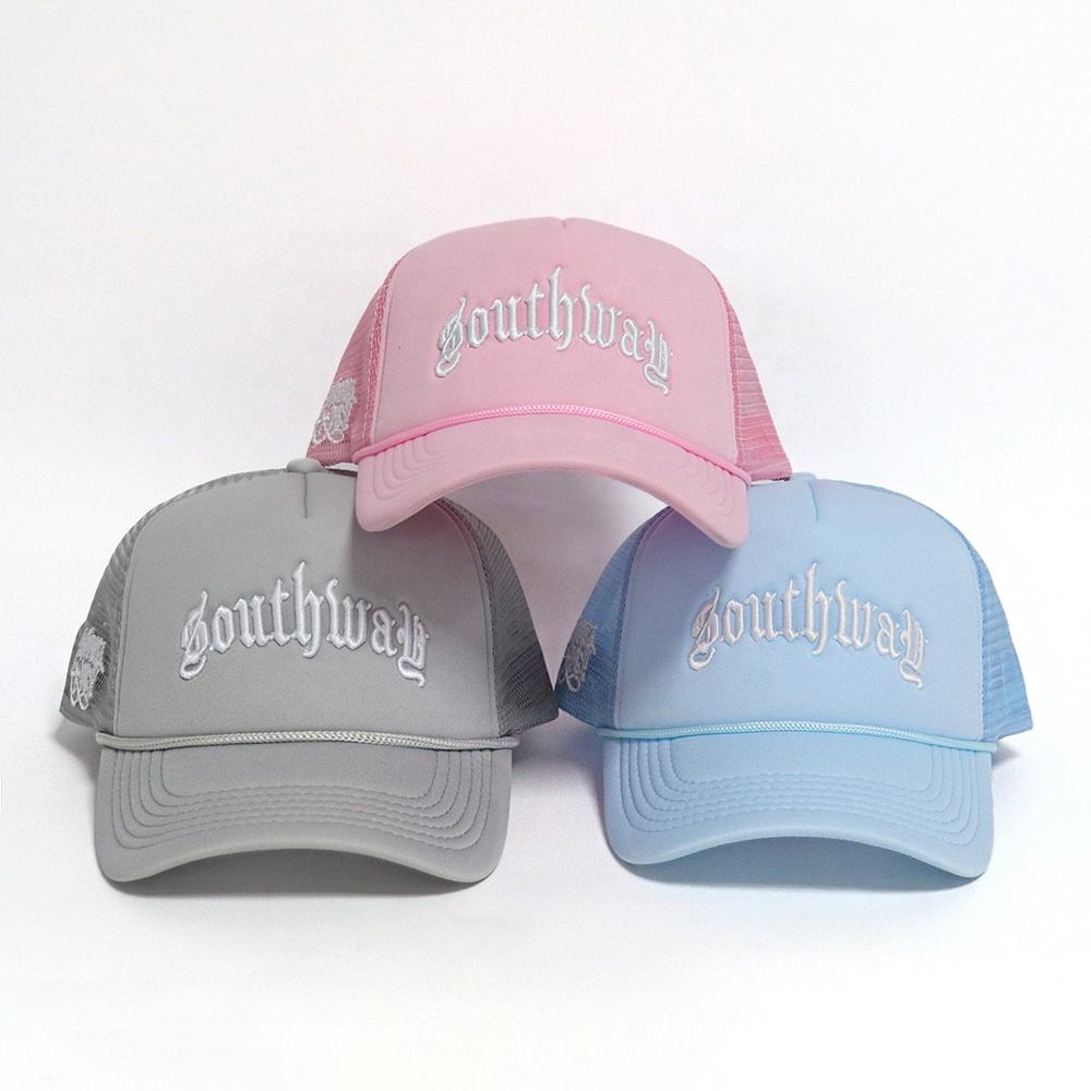 5 Panel Foam Trucker Hat with 3D Embroidered Logo Breathable Mesh Back Cap