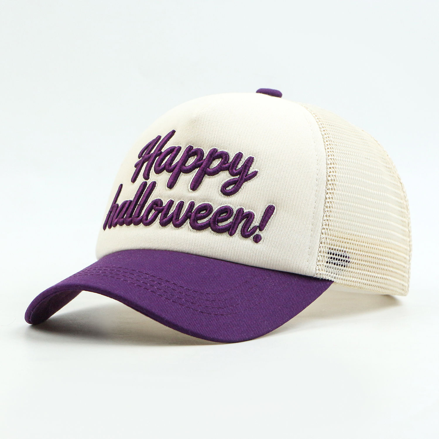 Go To Exercise Script Embroidered 5 Panel Foam Mesh Trucker Cap