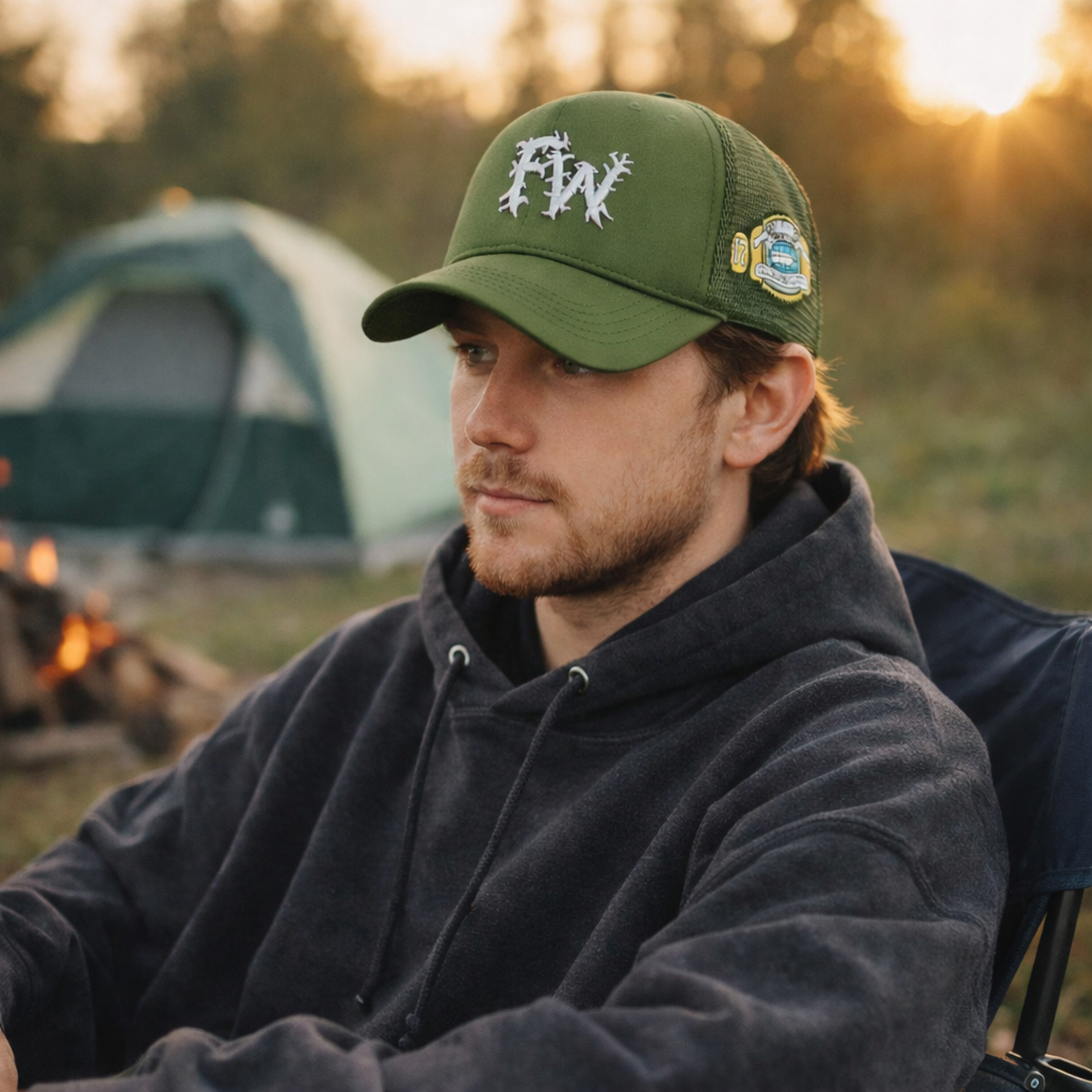 5-Panel Foam Trucker Hat with 3D Embroidered Thorn Letter Logo