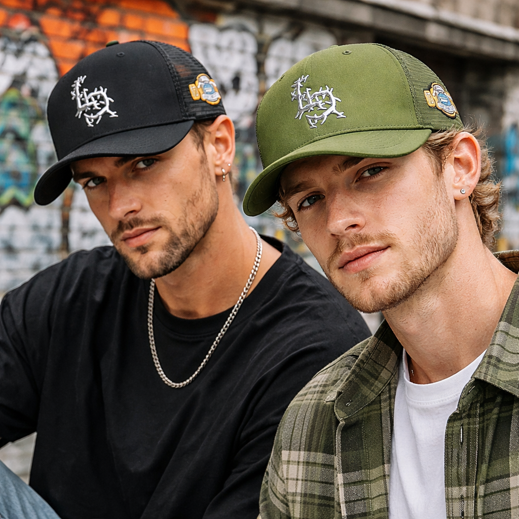 5-Panel Foam Trucker Hat with 3D Embroidered Thorn Letter Logo