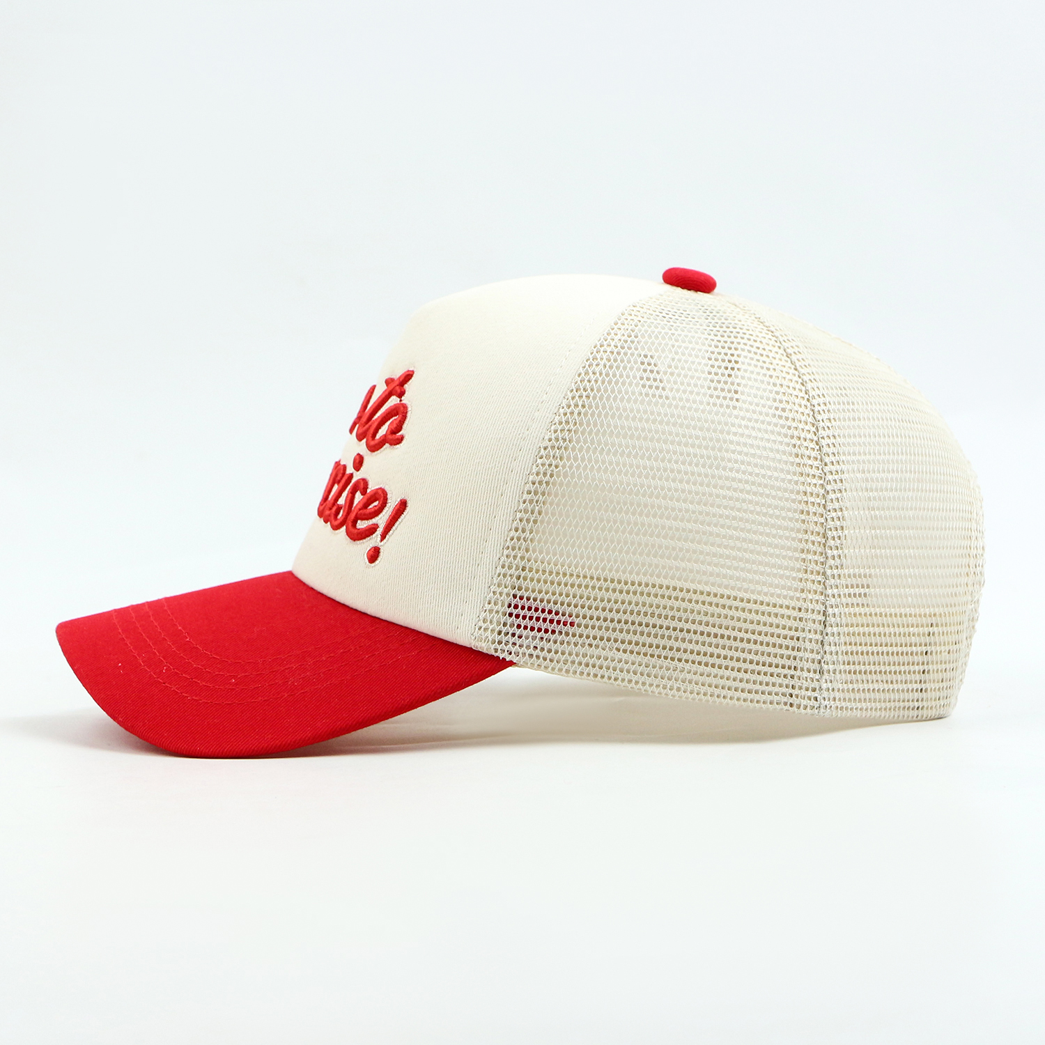 Go To Exercise Script Embroidered 5 Panel Foam Mesh Trucker Cap