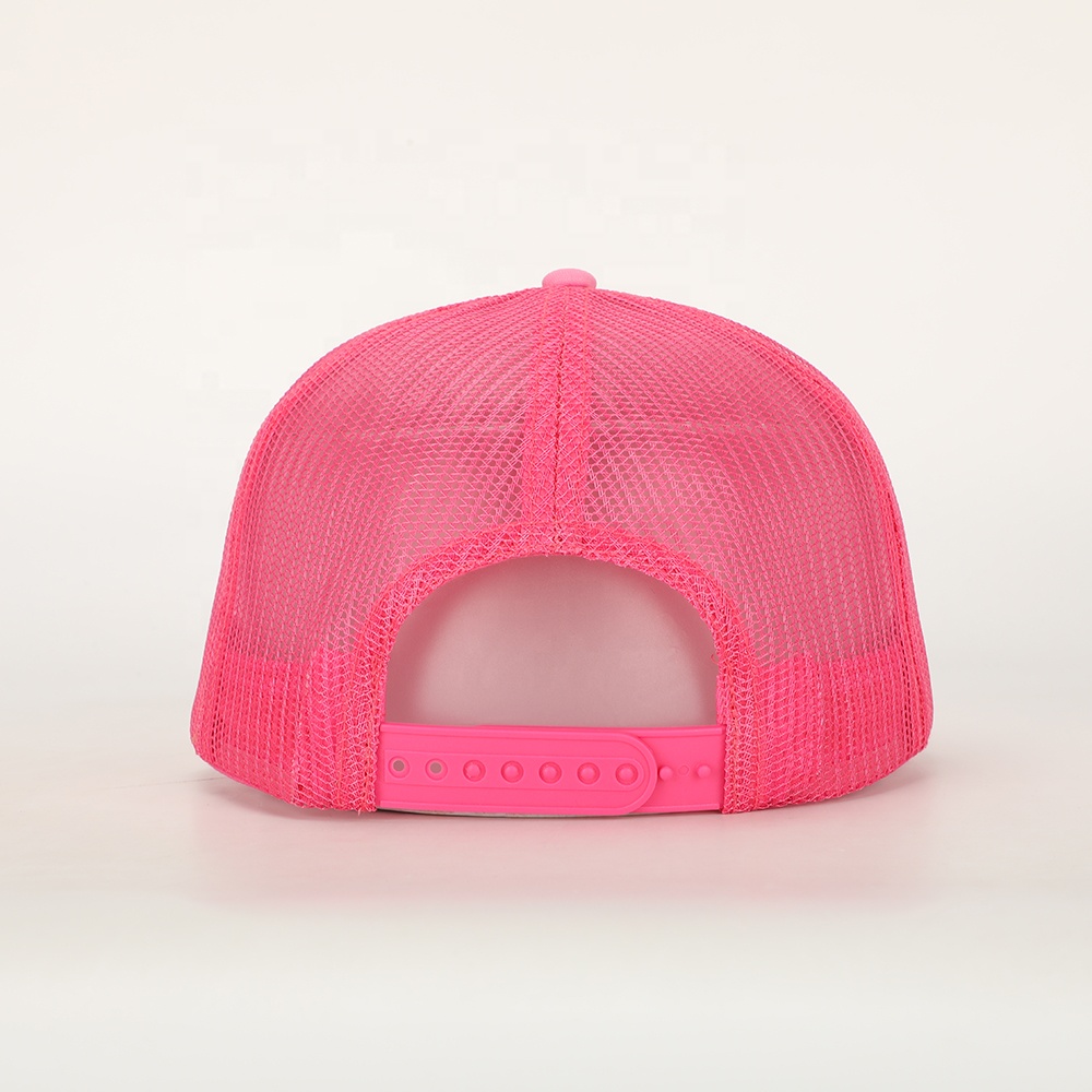Pink Rose Embroidered Trucker Cap – Stylish Summer Mesh Hat