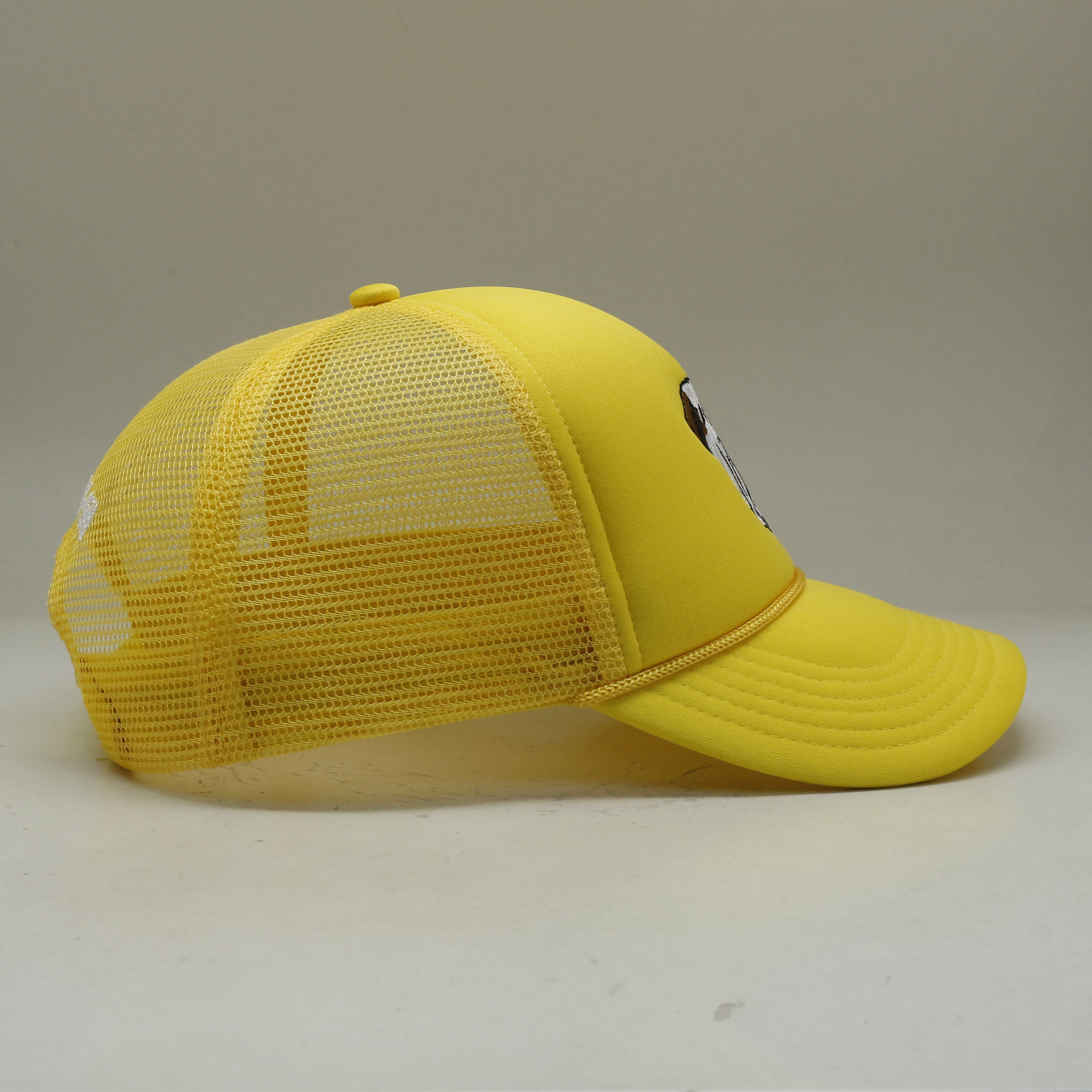 Yellow Mesh Bulldog Cap – Embroidered Foam Front Trucker Hat