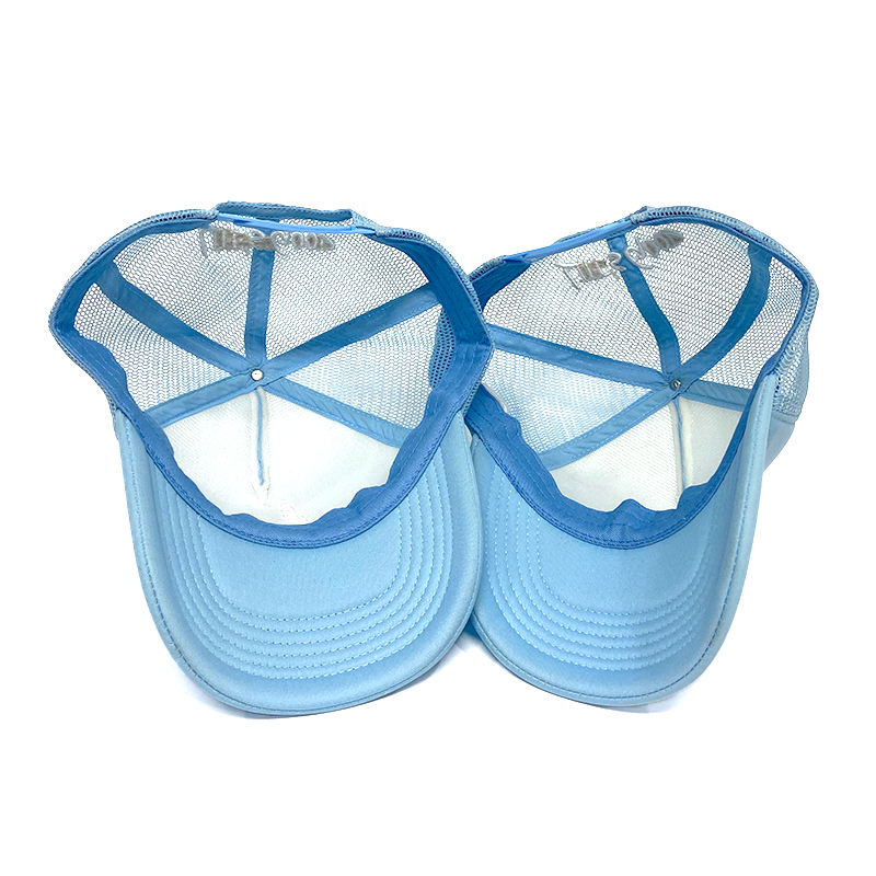 Light Blue Foam Trucker Hat with Flat Embroidered Logo